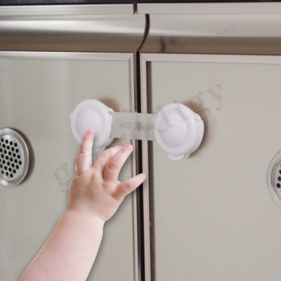 Verrou blanc en plastique adhésif universel de tiroir de Cabinet de sécurité de bébé