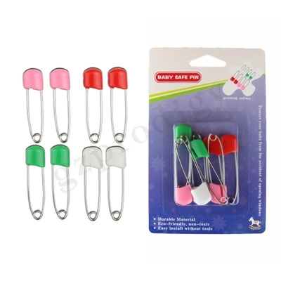 Prodigy 8 pièces épingles de couche écologique - épingle de tête en plastique convivial avec serrures de sécurité pour bébé coloré
