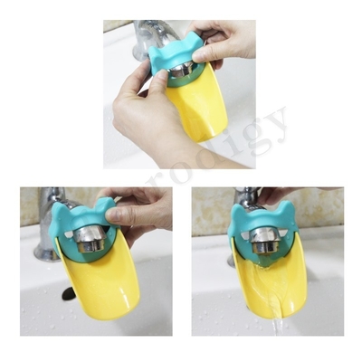 Prolongateur de robinet en plastique jaune vert Animal Looks pour enfants